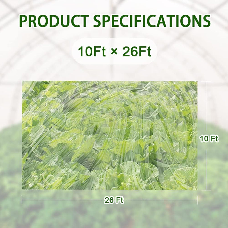 BowLift | 10 x 26 Ft Greenhouse Film 6 Mil Thickness UV Resistant Clear Polyethylene Film GreenHouse Plastic Cover