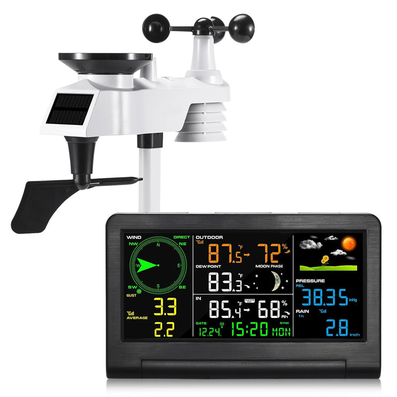 BowLift | Weather Station 9-in-1 Wireless Indoor/Outdoor Weather Station with Sensor and LCD Display