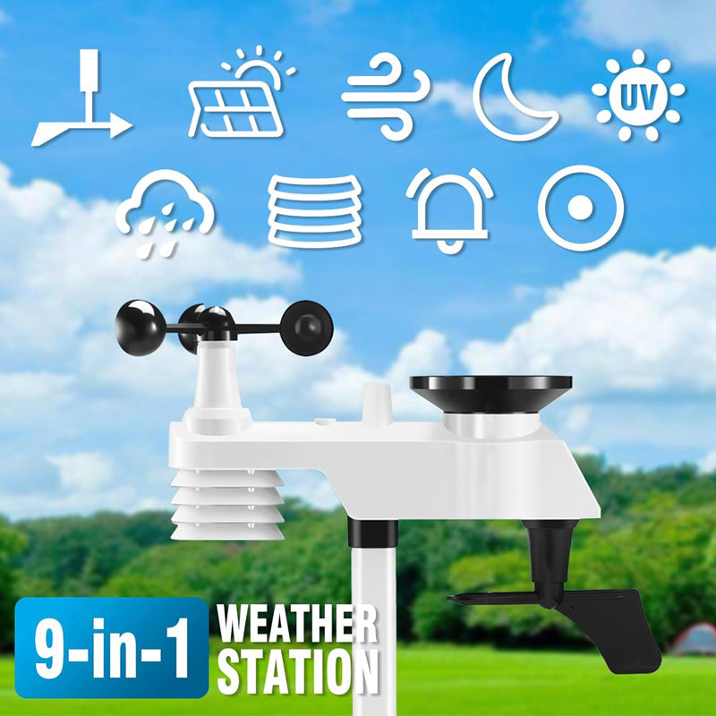 BowLift | Weather Station 9-in-1 Wireless Indoor/Outdoor Weather Station with Sensor and LCD Display