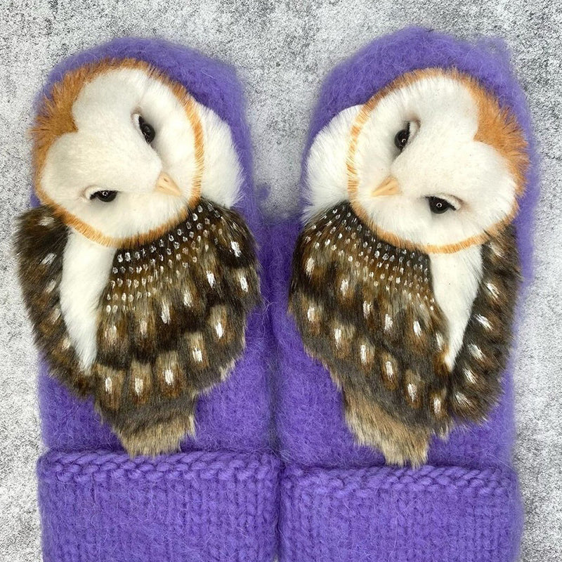 BowLift | Handknitted Nordic gloves made of wool with owls