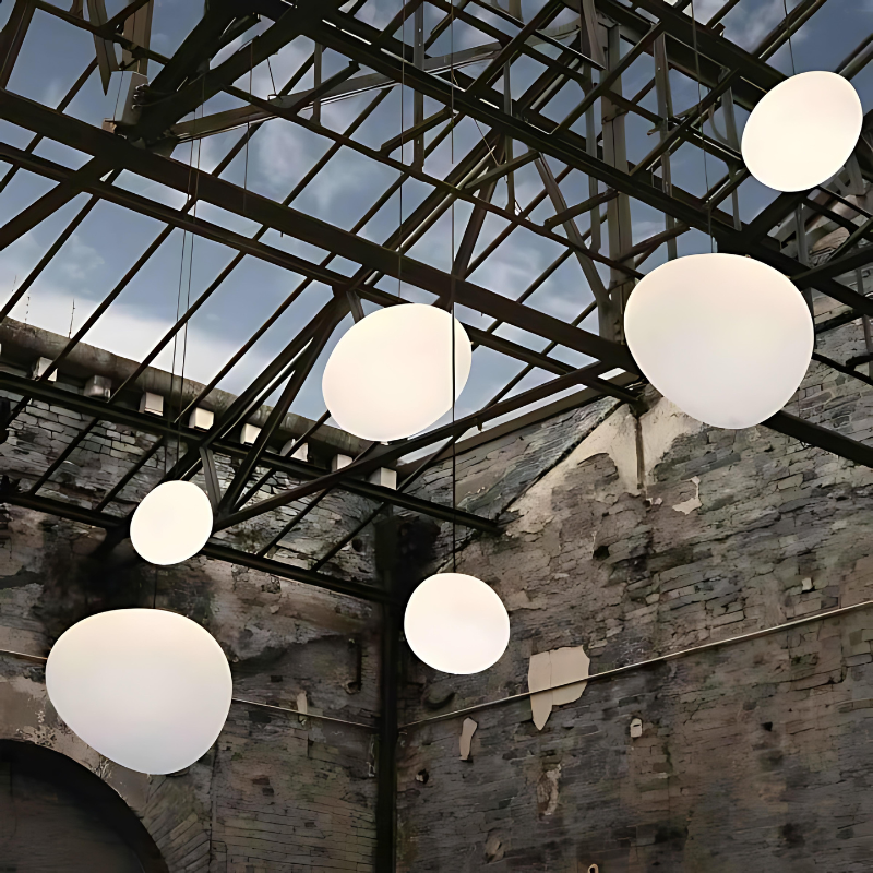 BowLift | GloStone | Elegant Glass Pebble Pendant Light