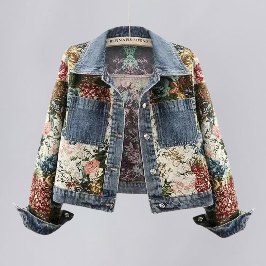 Floral Denim Jacket with Tailored Fit