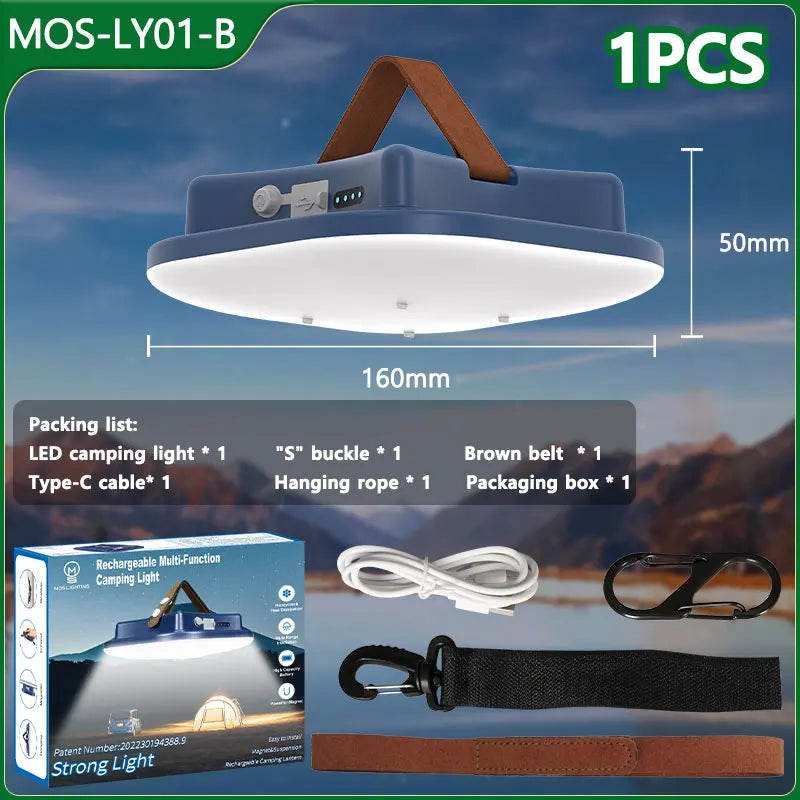 BowLift | 80W LED Solar-Rechargeable Camping Lamp with Magnet and Zoom Function