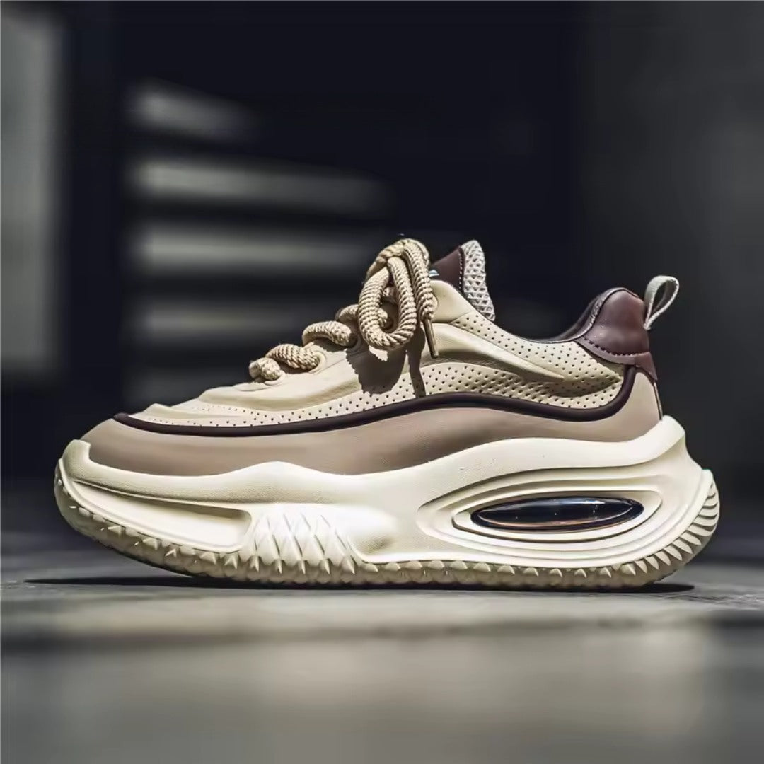 Air Cushion Sneakers with Lightweight Sole and Wave Overlay Design