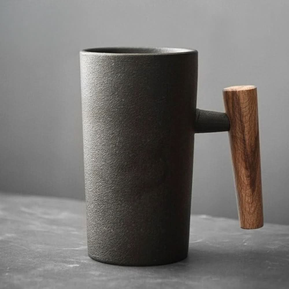 BowLift | Nordic Ceramic Latte Mug with Wood Handle