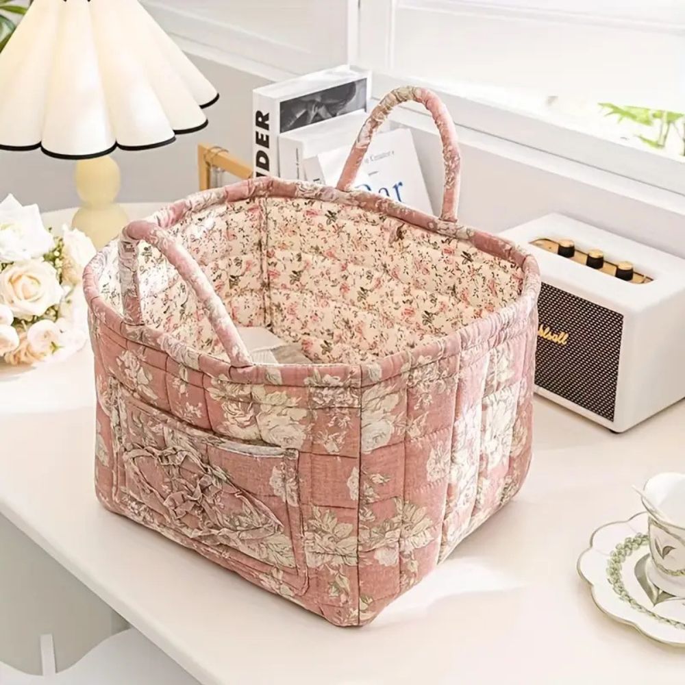BowLift | Floral Canvas Storage Basket for Home Organization