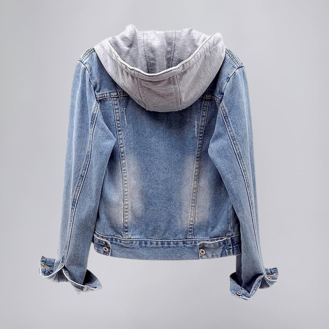 Lightweight Hooded Denim Jacket with Urban Charm