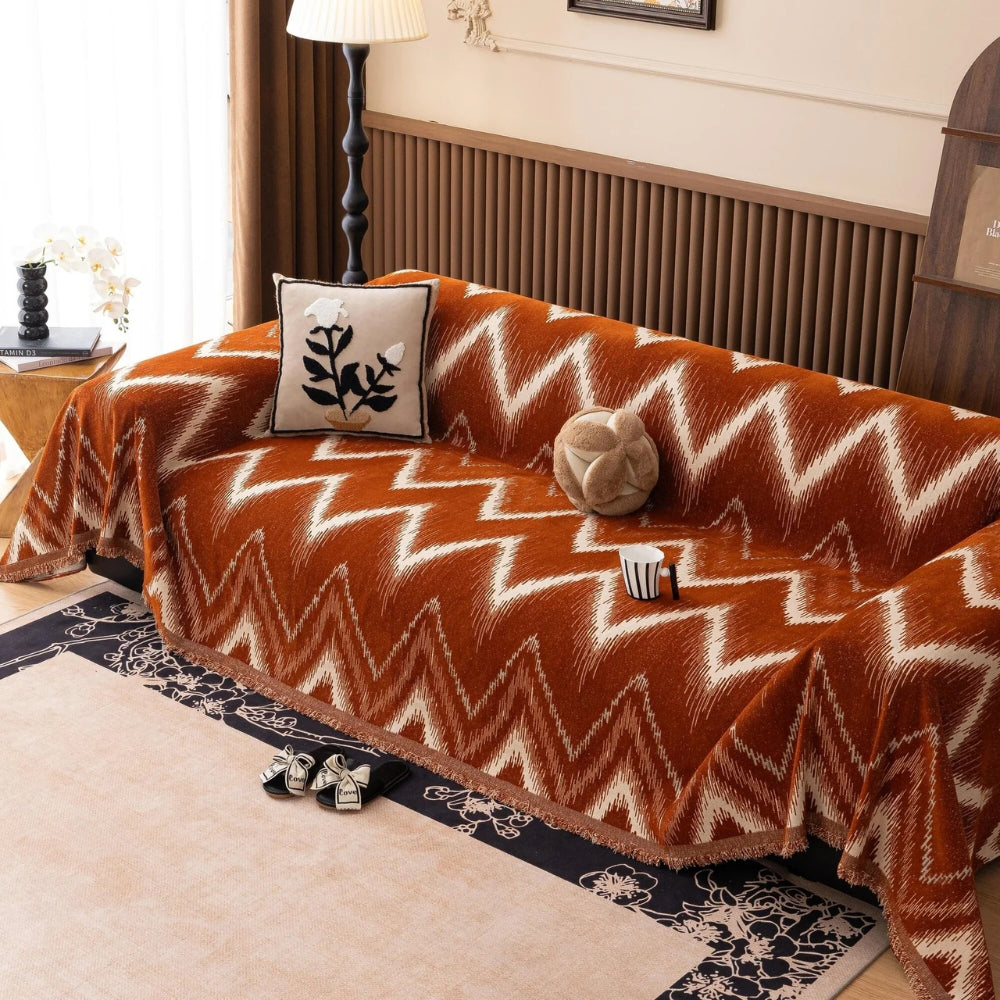 BowLift | Ochre Streak Textured Sofa Cover