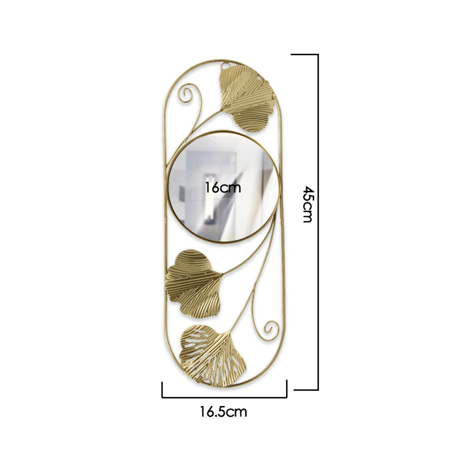 BowLift | Elegant Metal Ginkgo Leaf Wall Mirror
