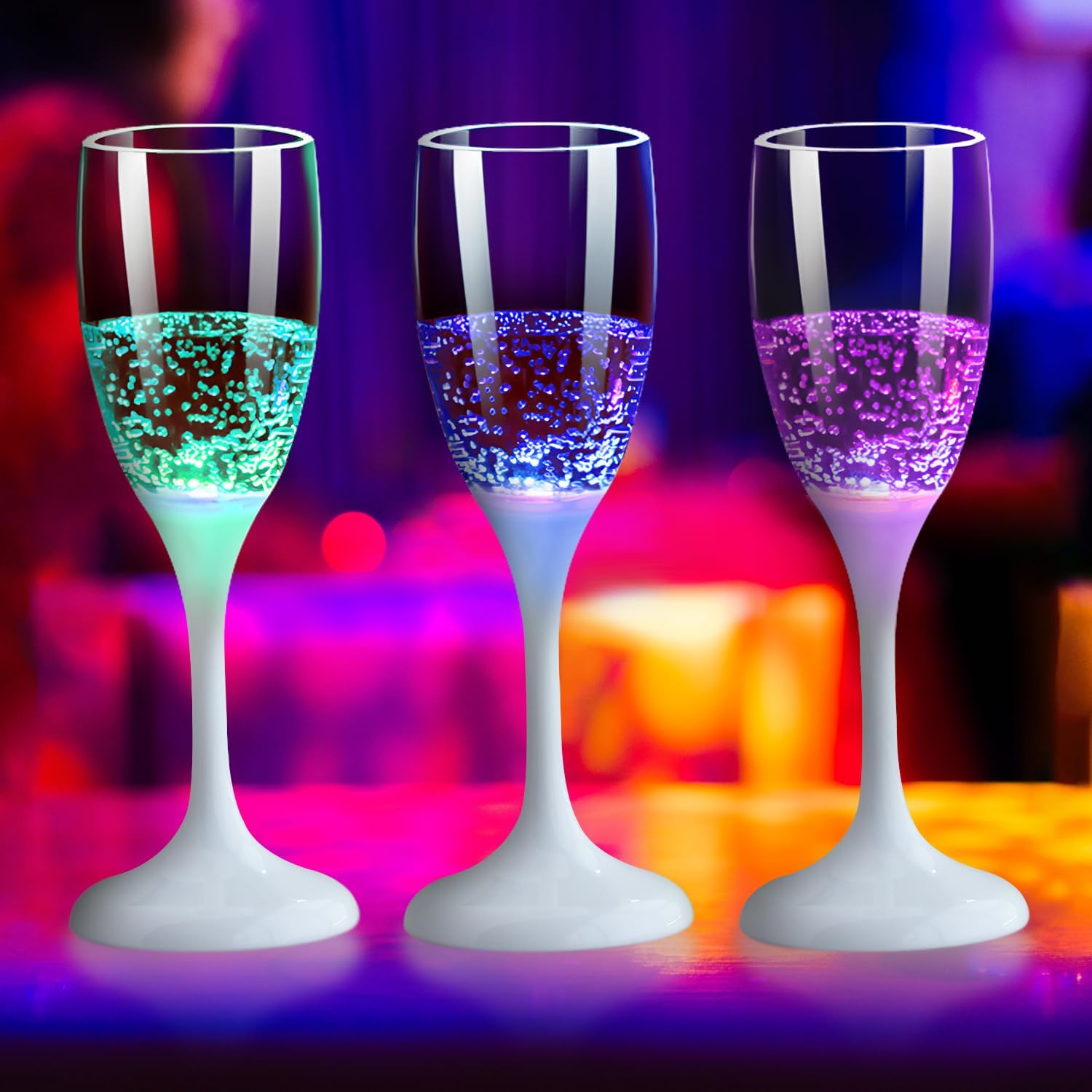 BowLift | LED Wine Glasses | Light-Up Drinkware with 6 Colors | Liquid-Activated | Reusable Party Cups 4–8oz