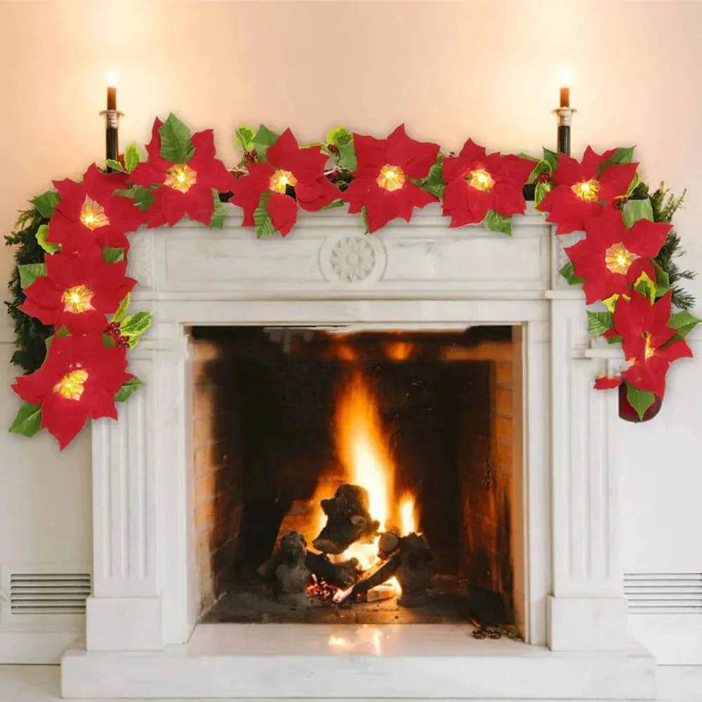 BowLift | Door Frame Escalator Decoration Red Flower String Lights