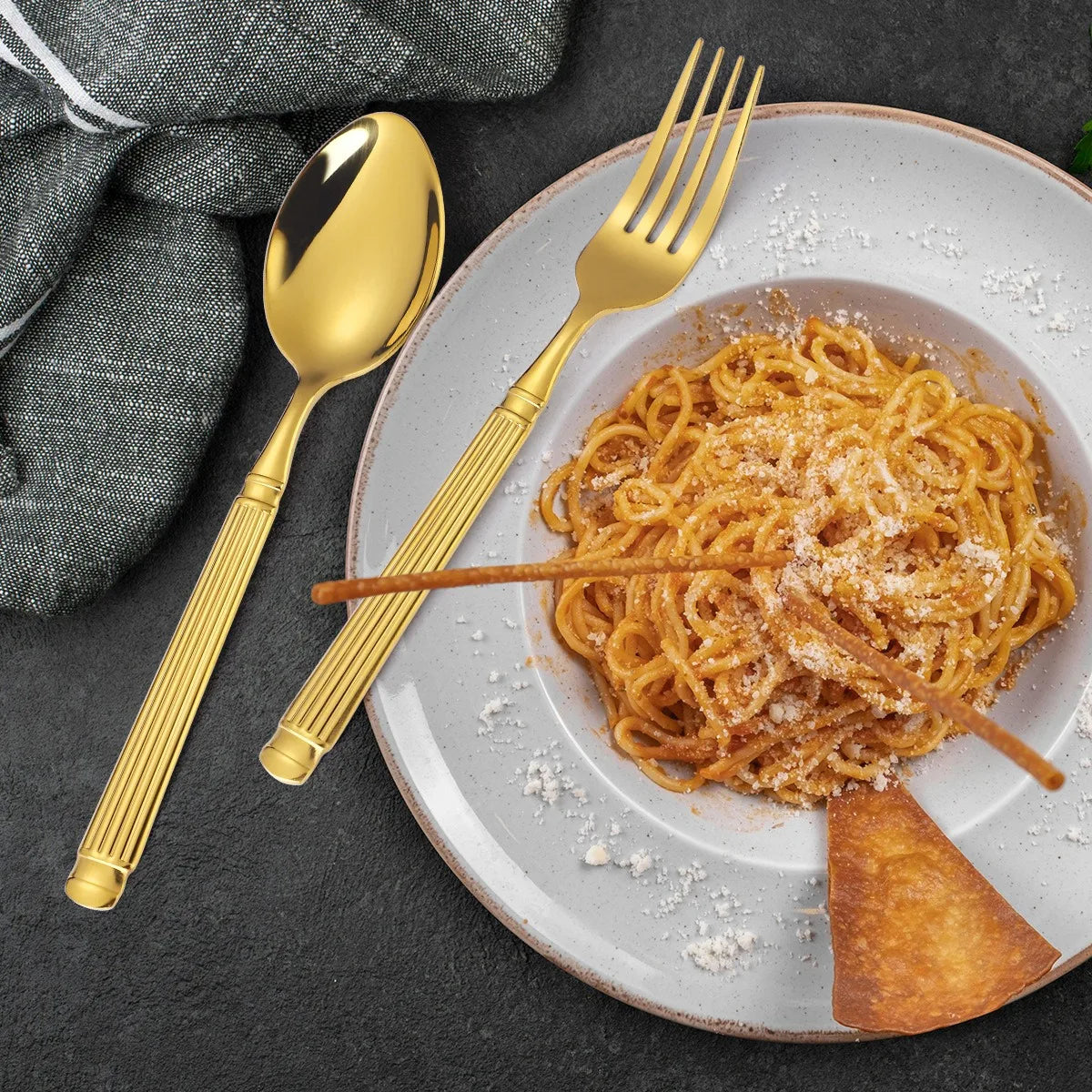 BowLift | Gold Roman Column Style Cutlery Set - Stainless Steel Flatware Set