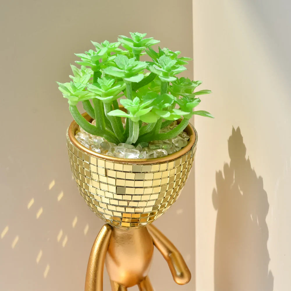 BowLift | Mirror Disco Walking Man Planter Pot