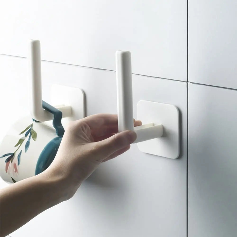 BowLift | 4-piece Self-Adhesive Wall Hooks – sturdy Plastic Hooks for Kitchen, Bathroom & more