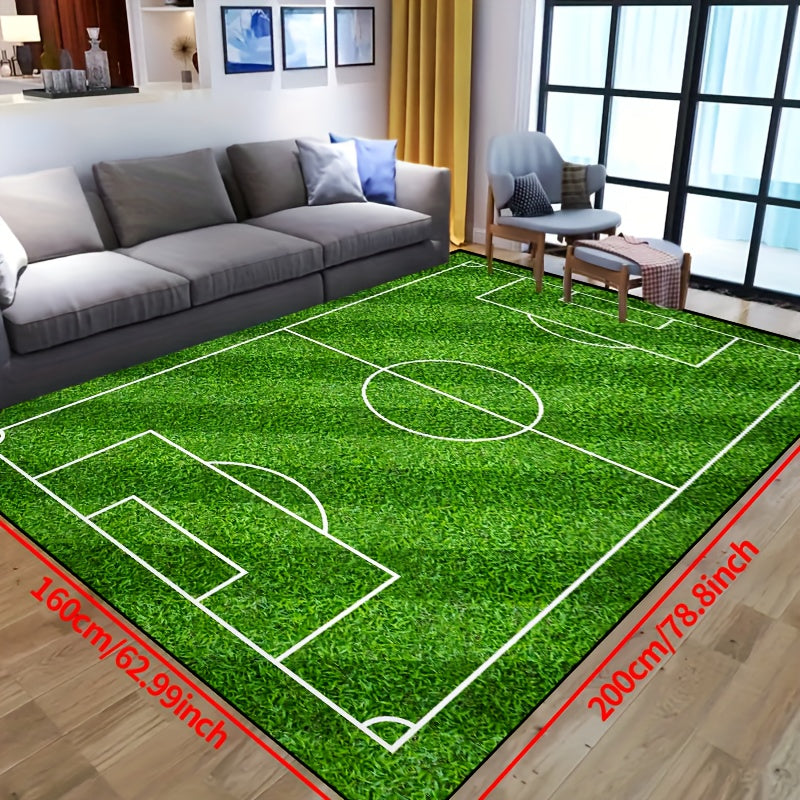 BowLift | Football Field Pattern Carpet - non-slip washable lounge mats for living room, bedroom, garden or gaming room