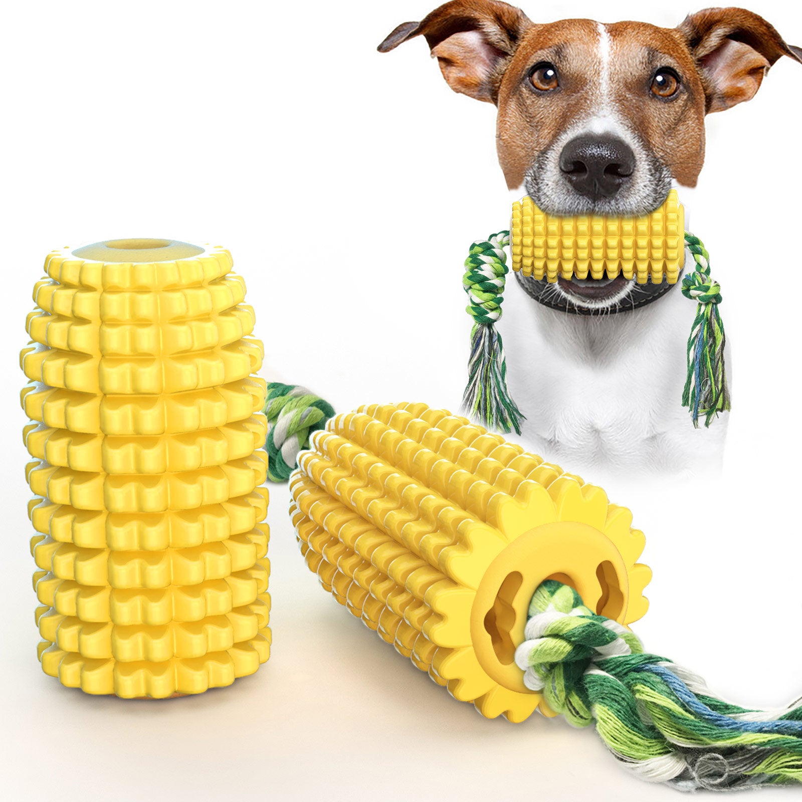 Corn Chew Stick with Rope – Dog Toothbrush & Play Toy