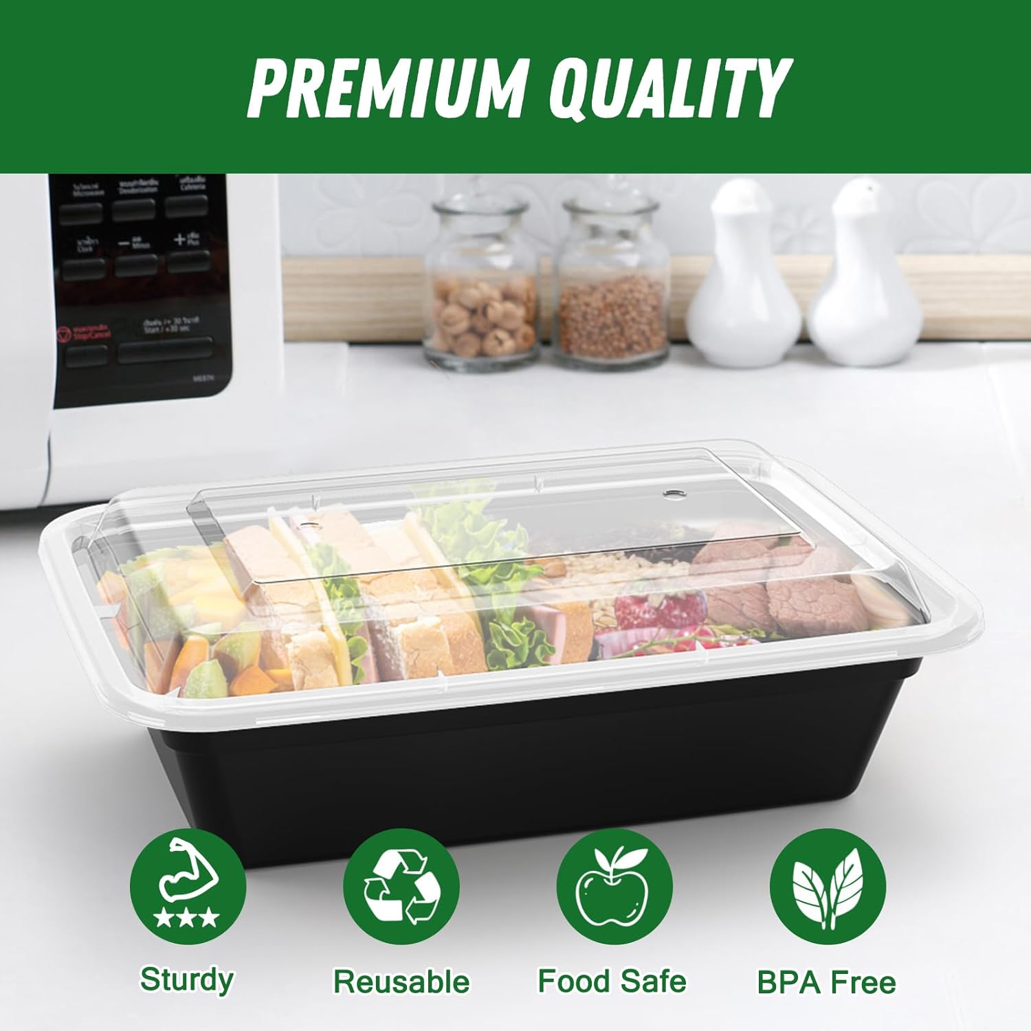 BowLift | 50-Pack Reusable Meal Prep Containers with Lid, Leakproof