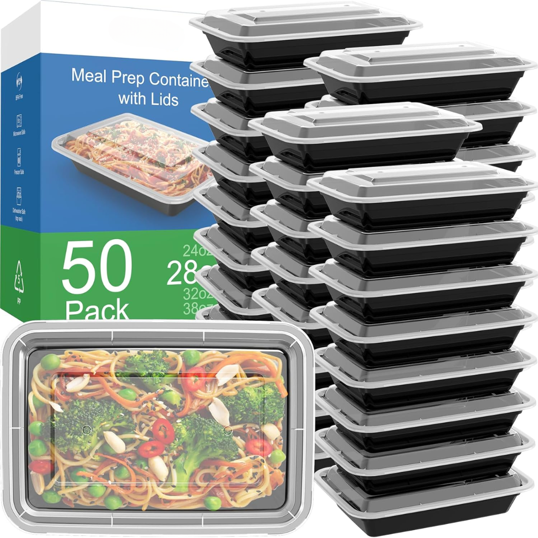 BowLift | 50-Pack Reusable Meal Prep Containers with Lid, Leakproof