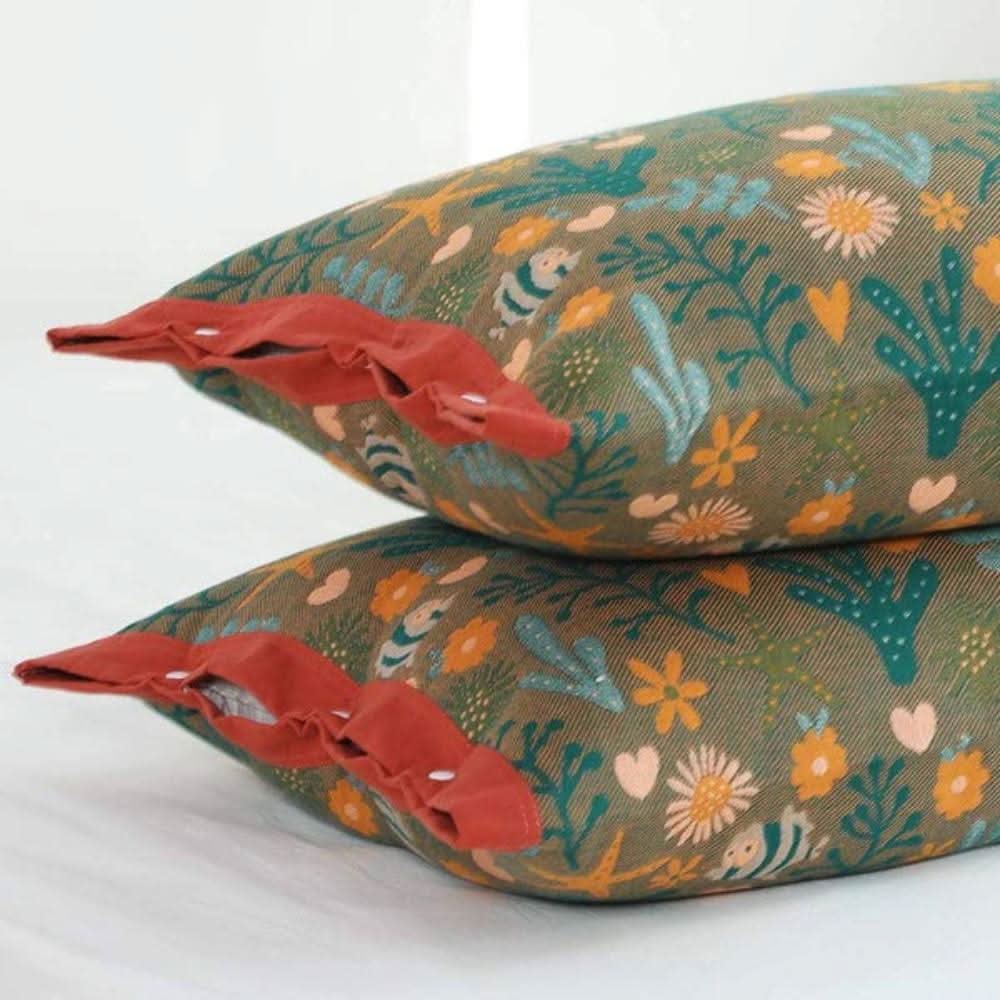 BowLift | Coral Floral Cotton Pillow Sham – Breathable & Reversible