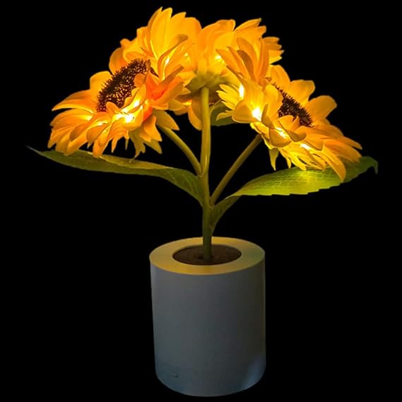 BowLift | LED Sunflower Table Lamp - Decorative Lighting Fixture for Home Decor & Nightstand Use