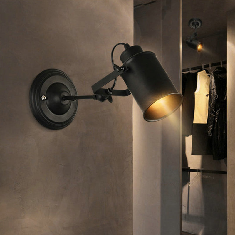 BowLift | Farmhouse Cylinder Sconce Lighting 1-Light Iron Wall Lamp Fixture in Black with Adjustable Handle