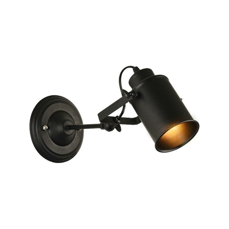 BowLift | Farmhouse Cylinder Sconce Lighting 1-Light Iron Wall Lamp Fixture in Black with Adjustable Handle
