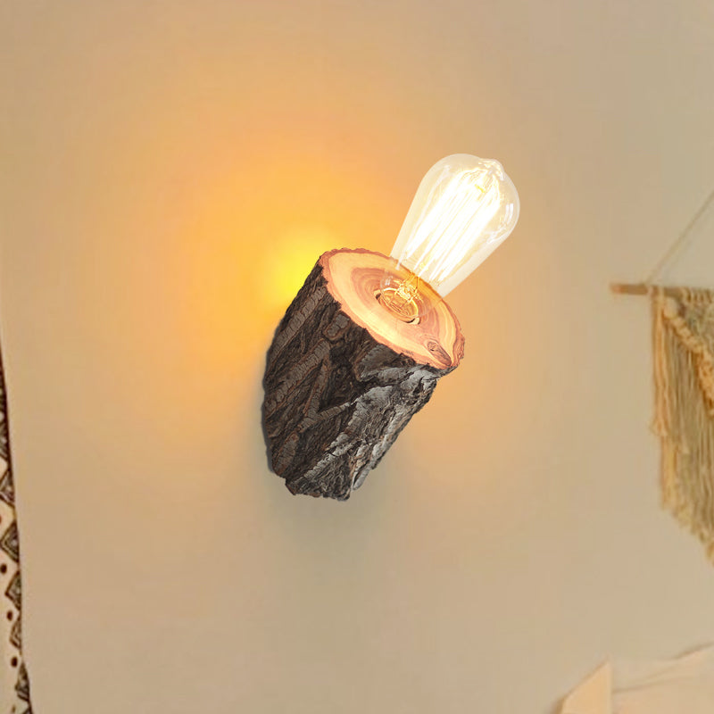 BowLift | Wood beveled tube wall lamp country house 1-bulb hall wall lamp light in beige