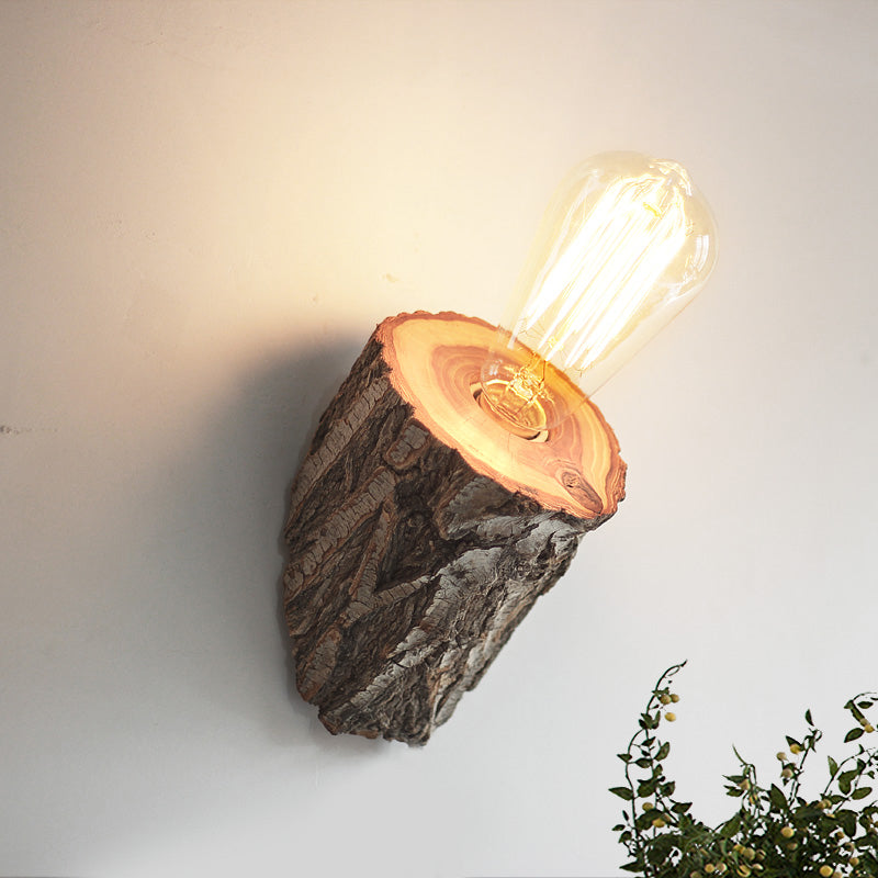 BowLift | Wood beveled tube wall lamp country house 1-bulb hall wall lamp light in beige