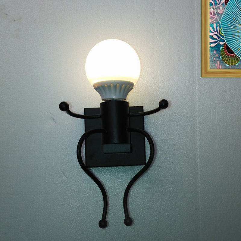 BowLift | Black/White Human Shape Wall Lamp Art Deco Metallic 1/2-Cap Bedside Wall-mounted Lighting