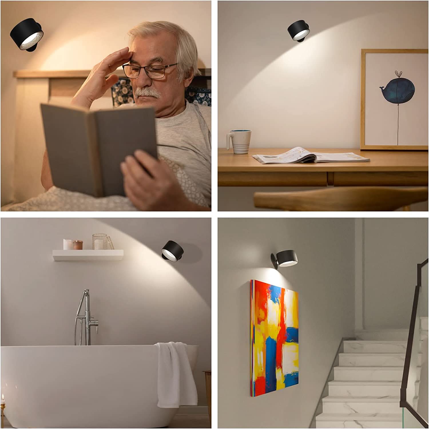 BowLift | 360° Wall Lamp – Wireless, USB rechargeable & 3 brightness levels for flexible lighting