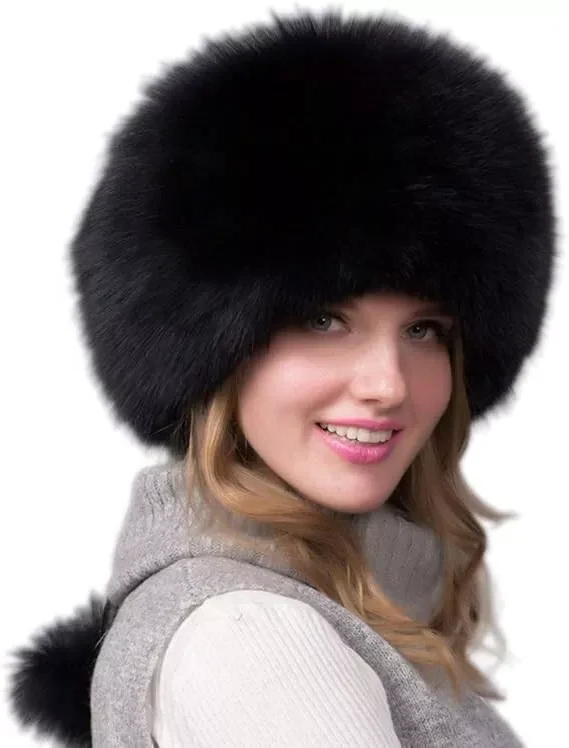 BowLift | 100% Natural Fox Fur Hat Women Cap Thick Fur Cap Winter Warm Hat Female Fashion For Women Hat With Earmuffs Hat