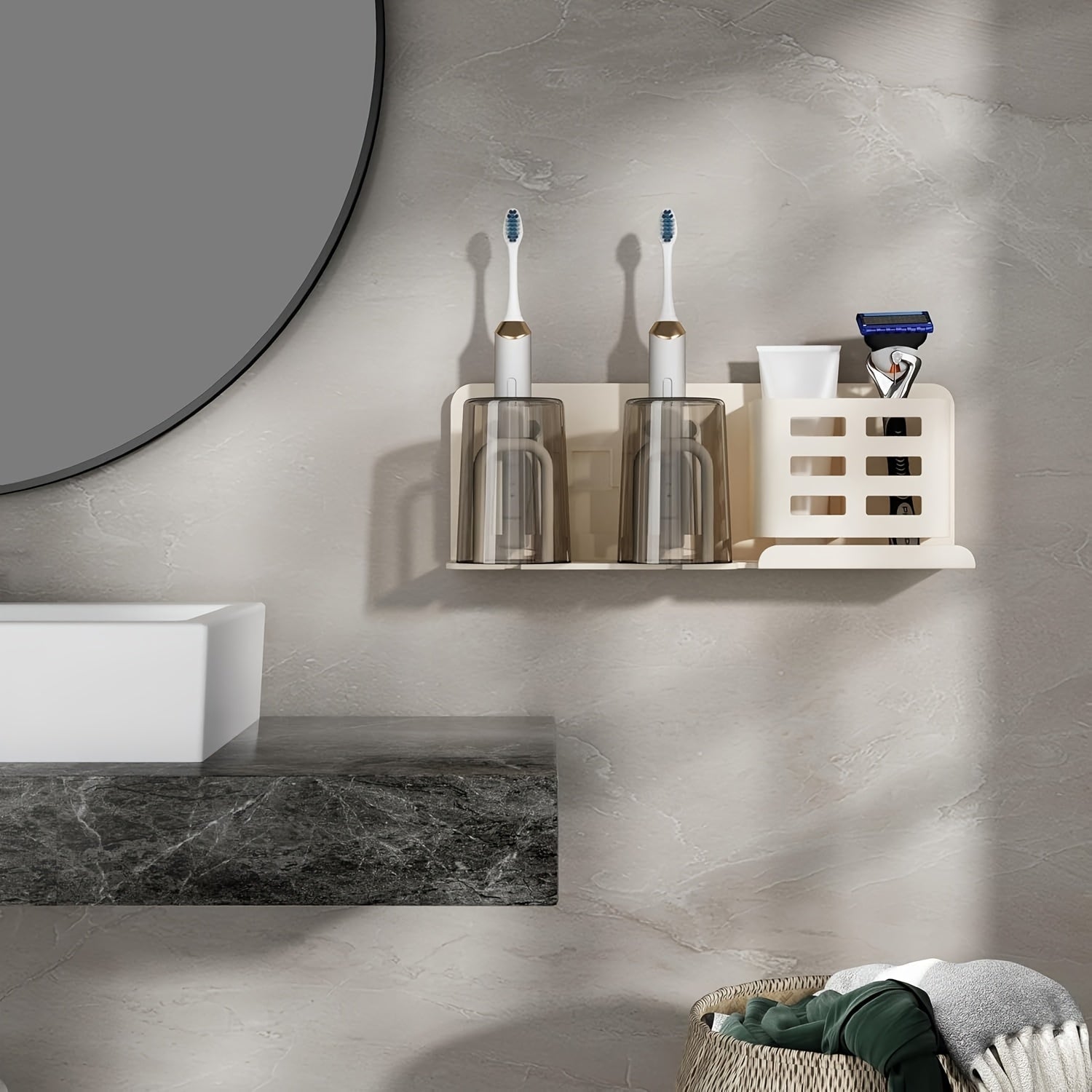 BowLift | BristleHub Wall-Mounted Electric Toothbrush Holder – Aluminium Bathroom Organiser with Drainage Holes