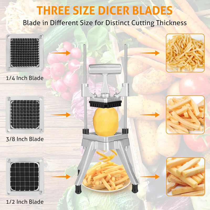BowLift | 1/4″ & 3/8″ & 1/2" Blade Vegetable Chopper Dicer Stainless Steel Commercial Fruit Chopper