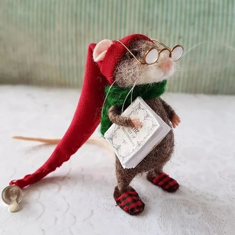 BowLift | Handmade Felted Mouse Decoration | Eco-Friendly Wool | Holiday Ornament & Gift