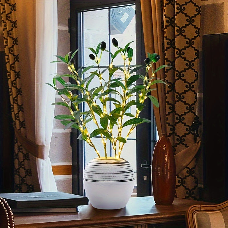 BowLift | Illuminated Olive Tree LED Lamp – Modern Decor for Festive Occasions, Weddings, Birthdays, and Party Atmosphere, Ideal for Dining Table, Cabinet, or Café Decor