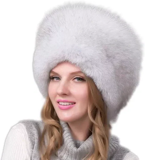 BowLift | 100% Natural Fox Fur Hat Women Cap Thick Fur Cap Winter Warm Hat Female Fashion For Women Hat With Earmuffs Hat