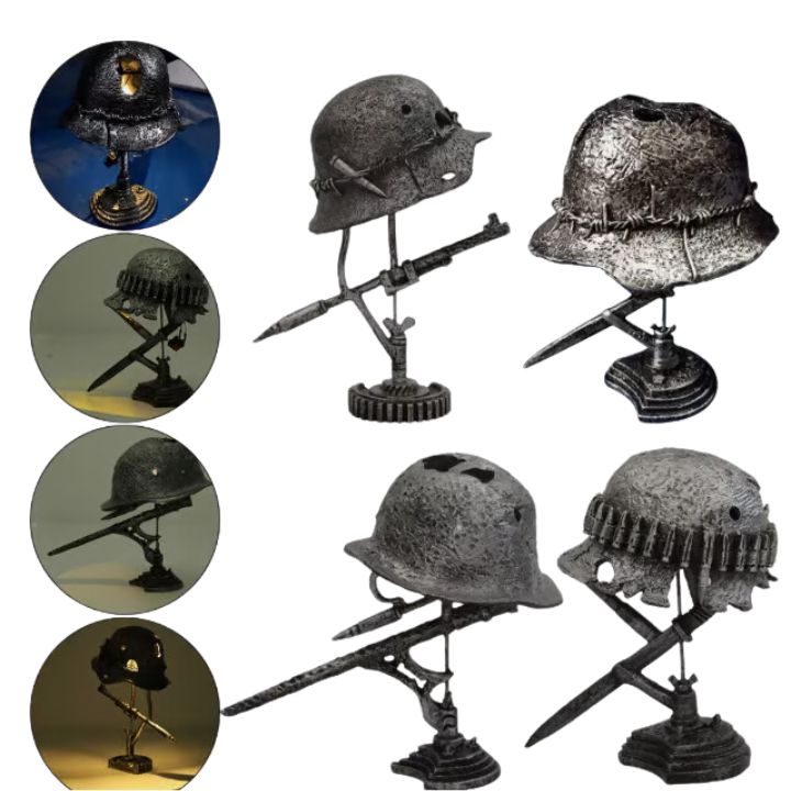 BowLift | AntiqueLume | Vintage Steel Helmet Table Lamp – Timeless Historical Home Décor