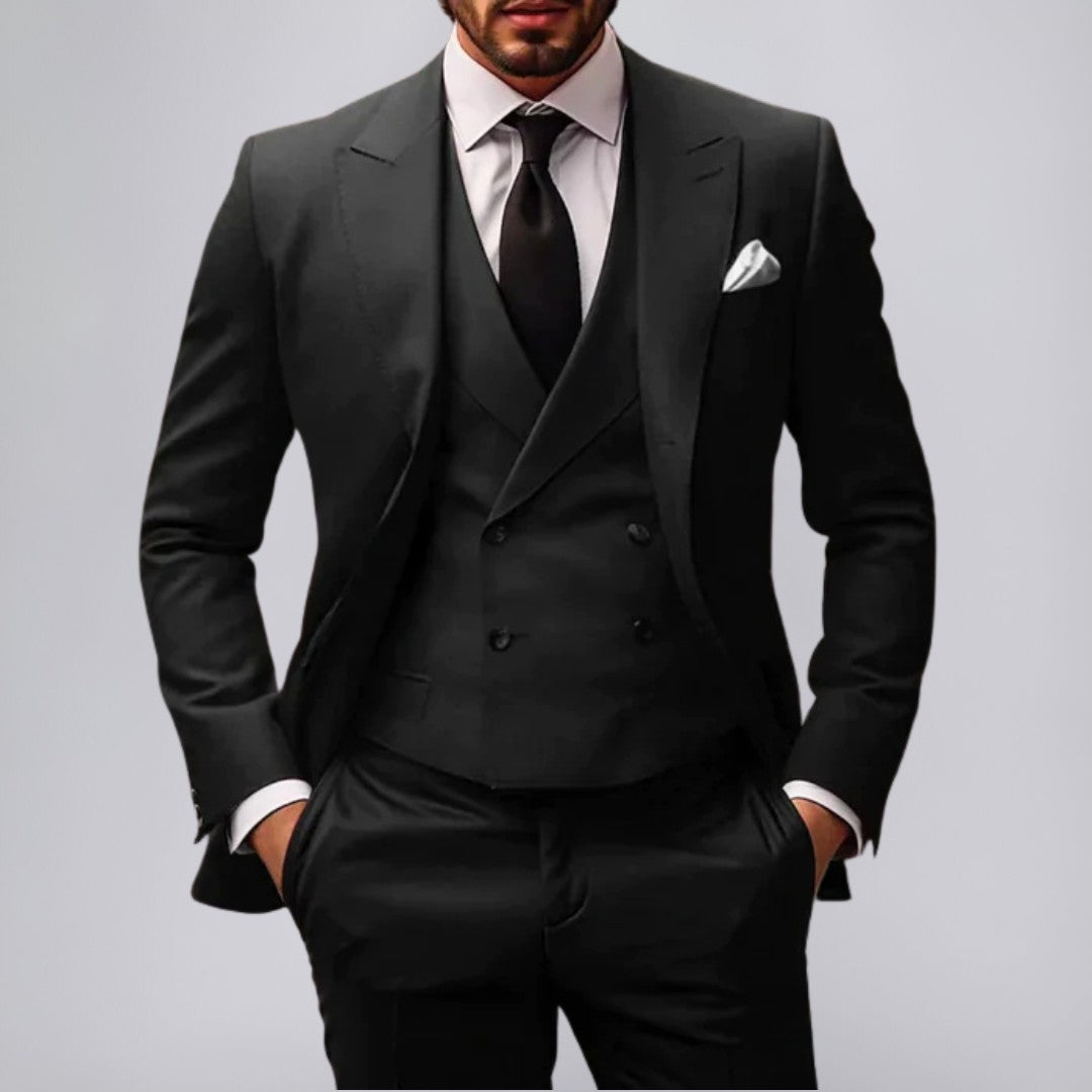 Tailored 3-Piece Suit with Structured Fit and Versatile Styling