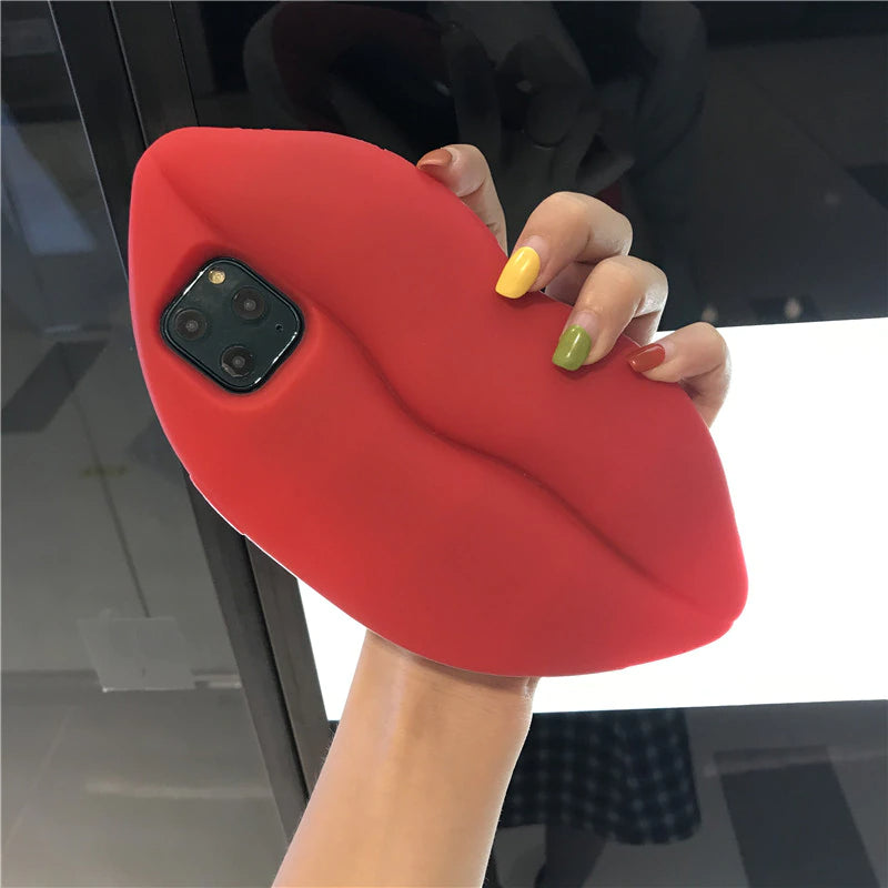 BowLift | 3D Big Red Lip Mouth Kiss Soft Silicone Shoulder Iphone Cases