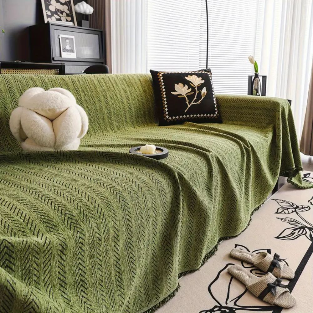 BowLift | Herringbone Chenille Tassels Sofa Cover