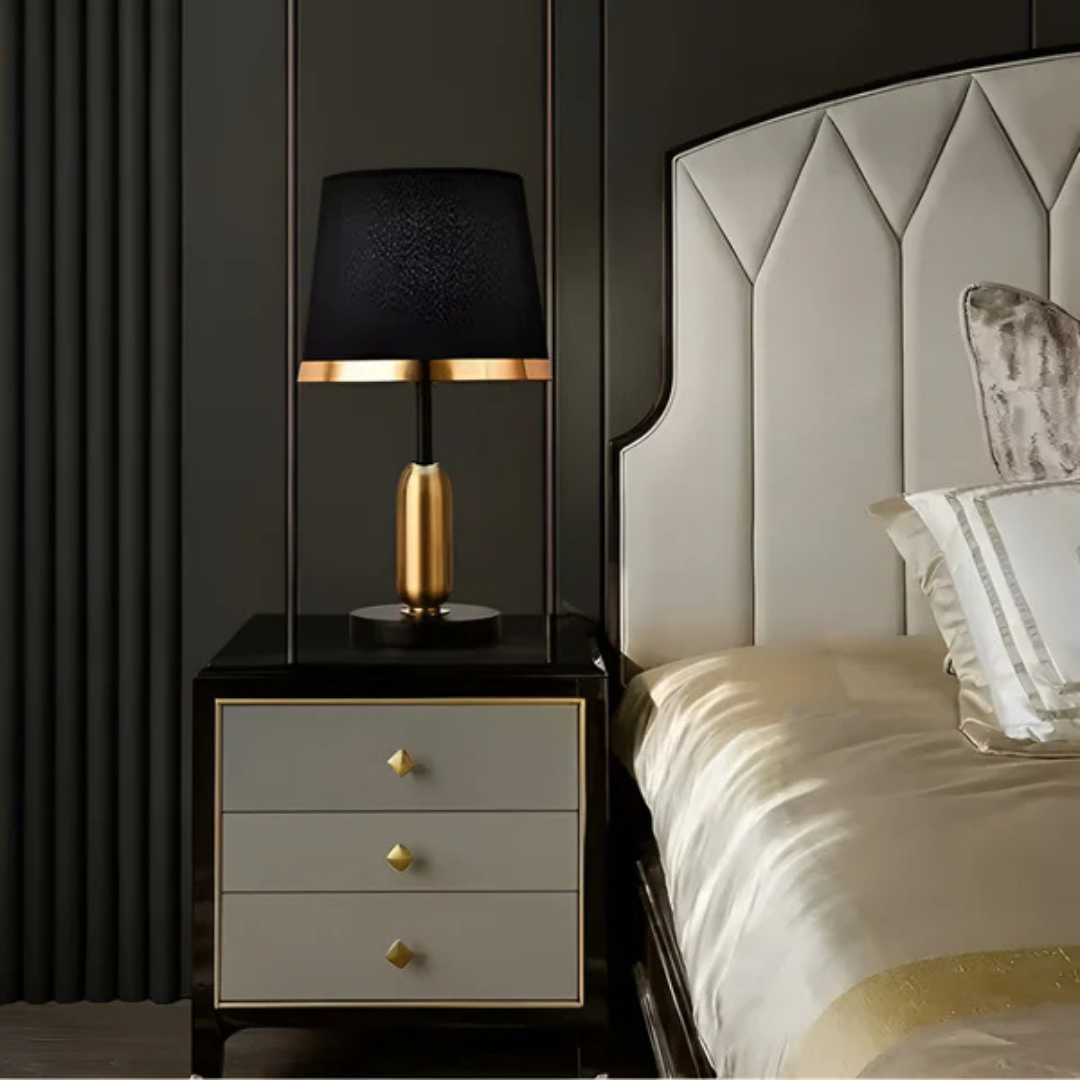 BowLift | Lumivara Modern Black Fabric Table Lamp – Elegant Home Lighting