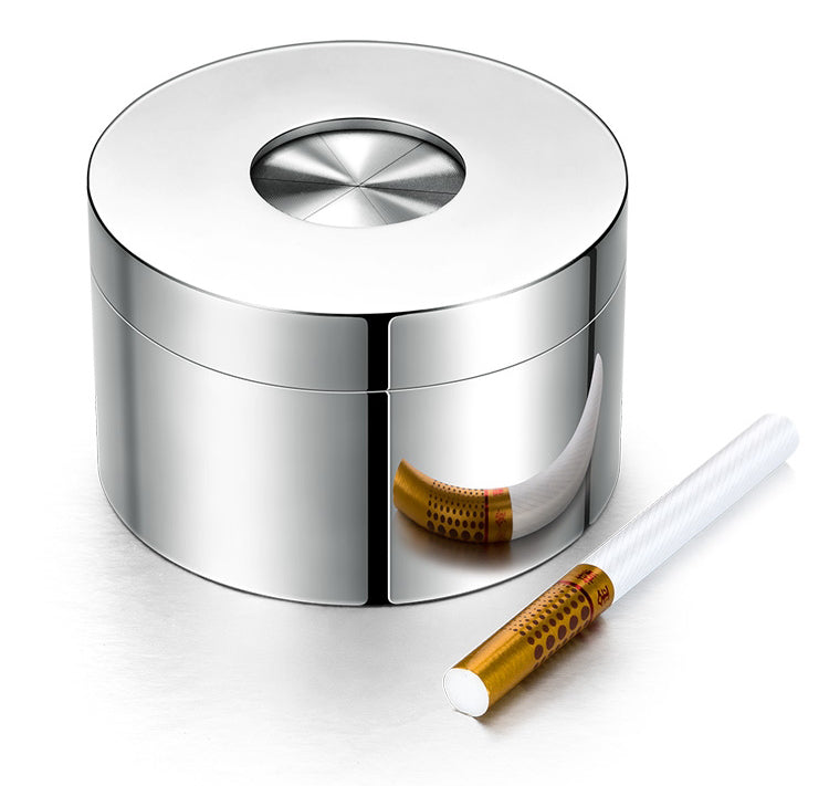 BowLift | Portable Desktop Stainless Steel Windproof Ashtray with Rotating Lid, Fully Enclosed and Anti-odor Design, for Home Use & Decoration
