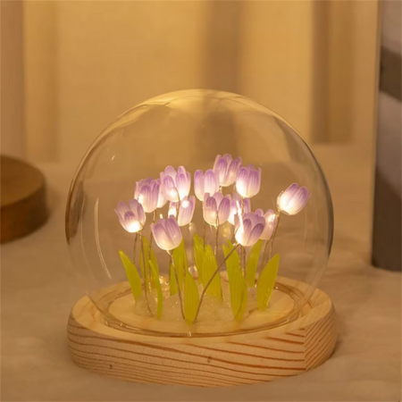 BowLift | Handmade Artificial Tulip LED Night Light Bedside Table Lamp for Bedroom and Gift Decor