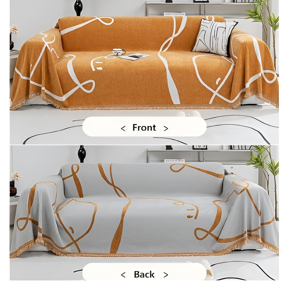 BowLift | Abstract Line Reversible Chenille Sofa Cover