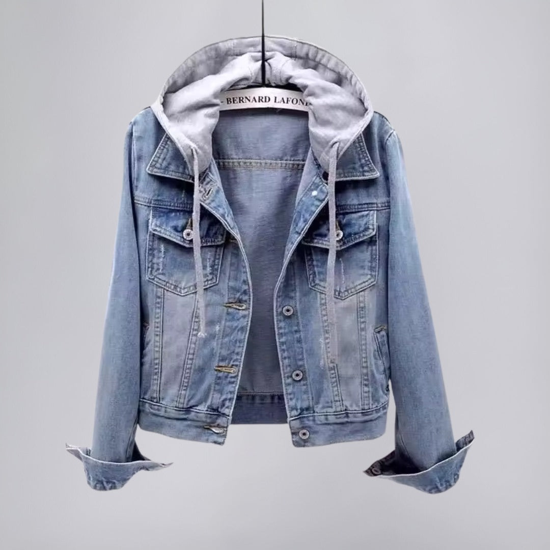 Lightweight Hooded Denim Jacket with Urban Charm