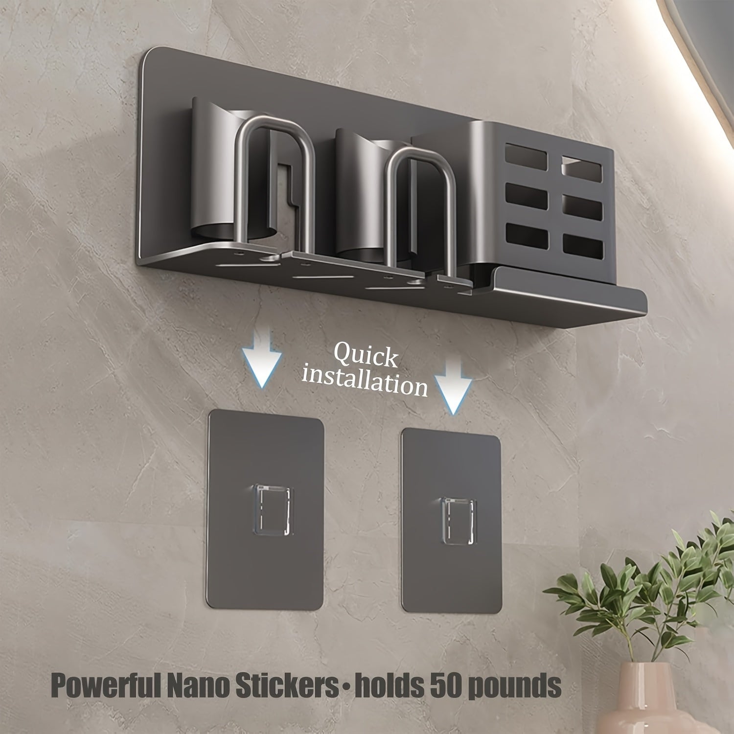 BowLift | BristleHub Wall-Mounted Electric Toothbrush Holder – Aluminium Bathroom Organiser with Drainage Holes