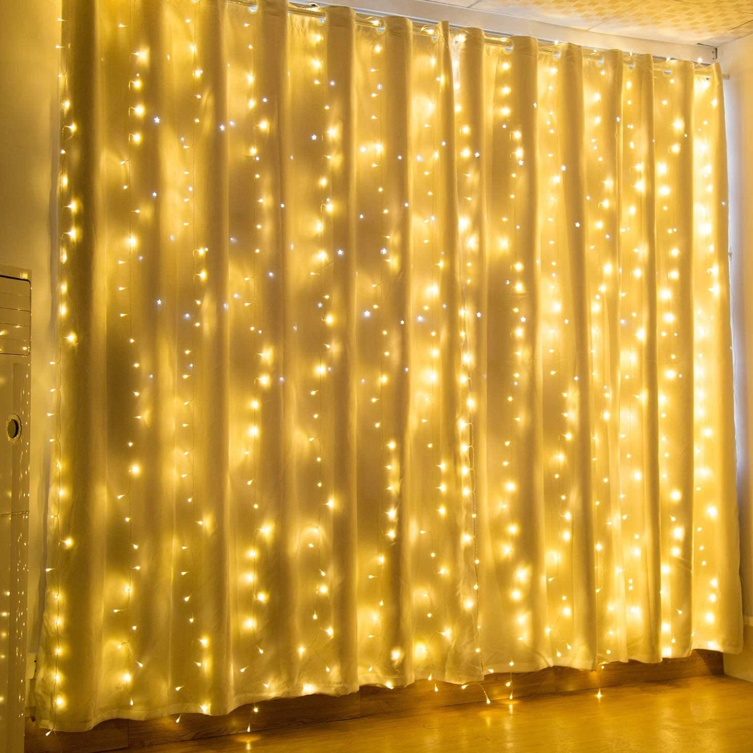 BowLift | 600 LED 9.8 x 19.6 FT. LED curtain lights with 8 light modes and memory function