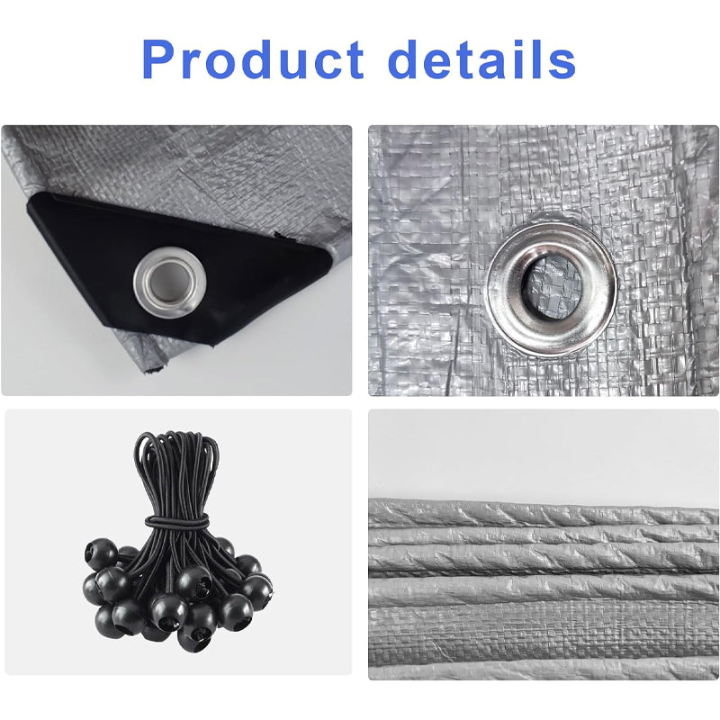 BowLift | 10 x 20 ft Heavy Duty Carport Replacement Cover with 44 Ball Bungees Cords Car Garage Top Tent