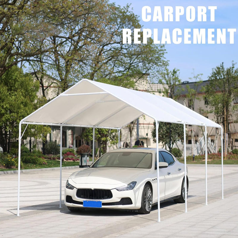 BowLift | 10 x 20 ft Heavy Duty Carport Replacement Cover with 44 Ball Bungees Cords Car Garage Top Tent
