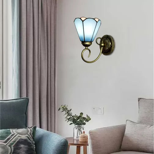 BowLift | Mini Wall Light Tiffany Style Stained Glass Single Light Wall Mount Light for Bedroom
